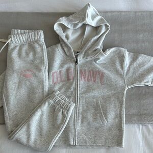 Old Navy Kids Light Gray Hoodie and Joggers Set